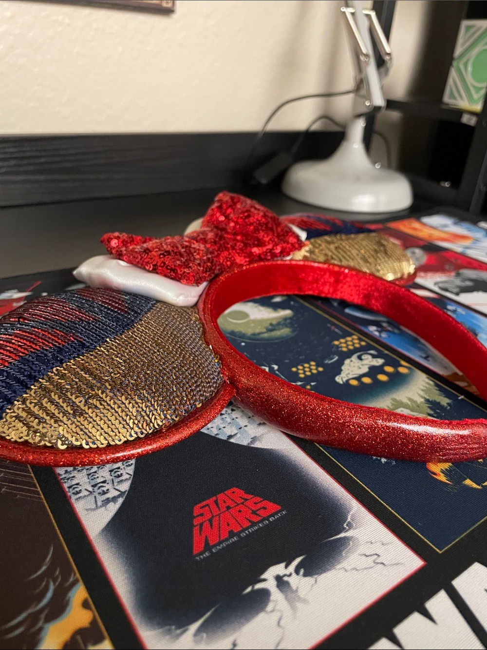 Snow White Minnie Ears Headband in Red, Gold & Blue - Picture 2 of 5
